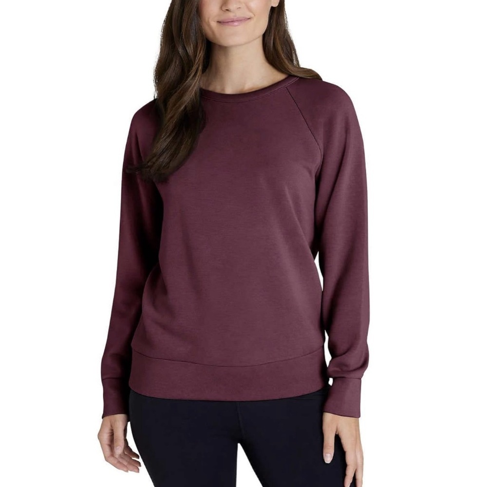Eddie Bauer XL Cozy Maroon Crewneck Sweatshirt Relaxed Fit Casual Pullover
